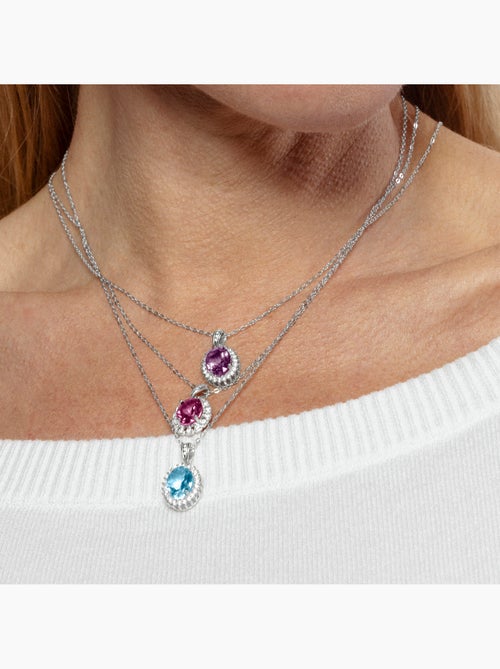 Collier Luxenter en argent sterling 925 avec topaze rose naturelle et finition rhodiée - Lirian - Kiabi