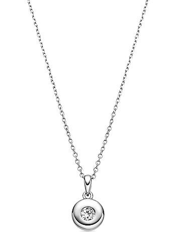 Collier Luxenter en argent sterling 925 avec zircone brillante et finition rhodiée - Button