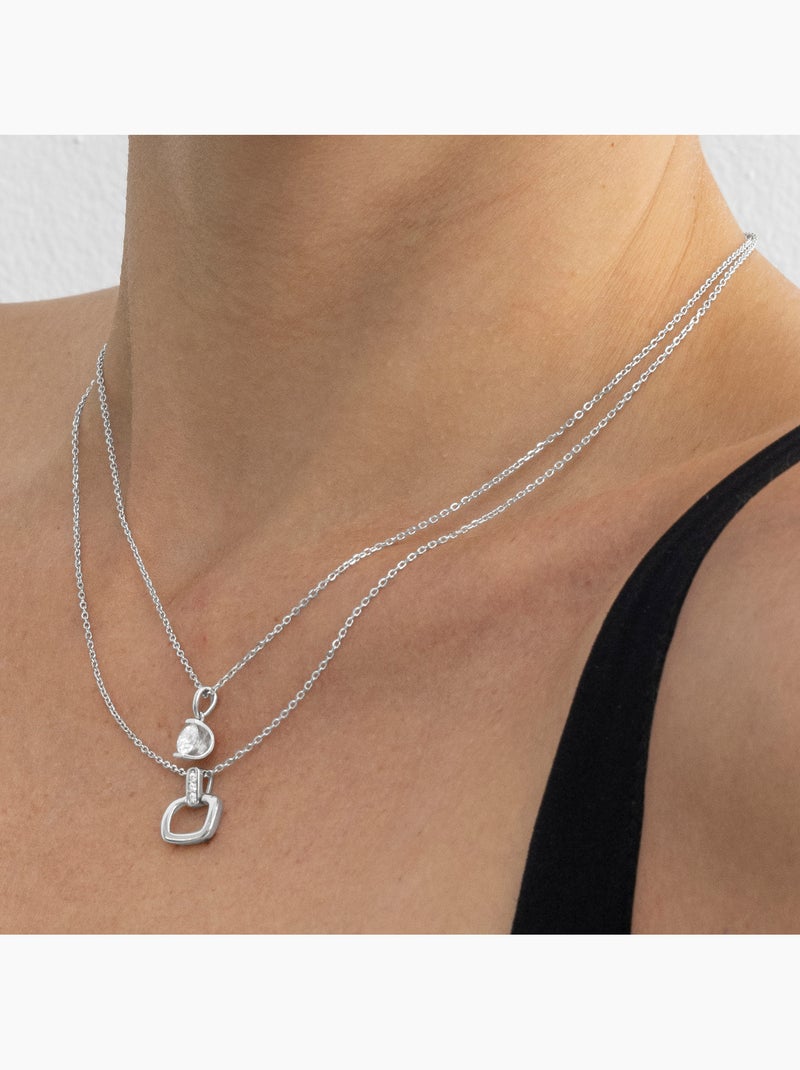 Collier Luxenter en argent sterling 925 avec zircone brillante et finition rhodiée - Setentaitres Argent - Kiabi