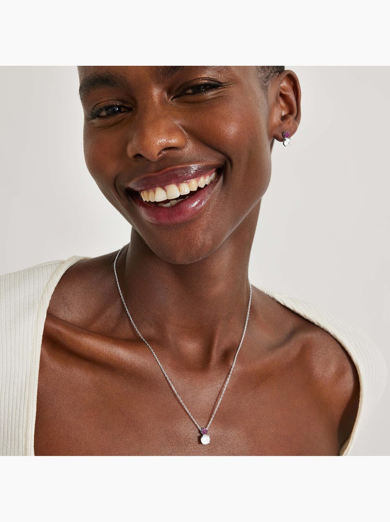 Collier Luxenter en argent sterling 925 avec zircone rubis et finition rhodiée - Naiuh Rouge - Kiabi