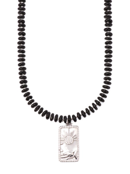 Collier Luxenter en argent sterling 925 et agate noire avec finition rhodium - Laha - Kiabi