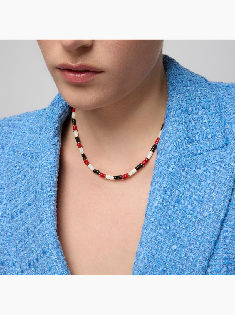 Collier Luxenter en argent sterling 925 et corail, finition or jaune 18 carats - Siraba Rouge - Kiabi
