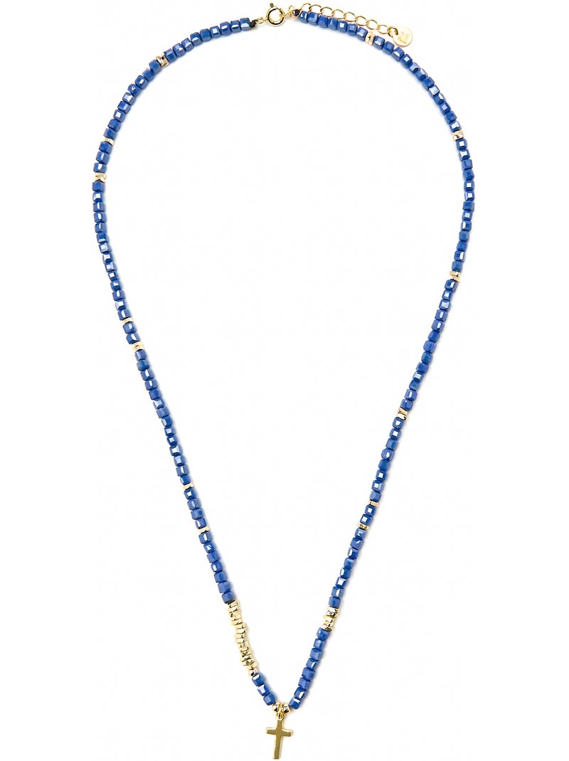 Collier Luxenter en argent sterling 925 et cristal bleu foncé avec finition en or jaune 18 k - Iszun Bleu - Kiabi