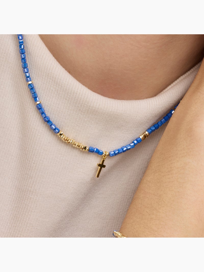 Collier Luxenter en argent sterling 925 et cristal bleu foncé avec finition en or jaune 18 k - Iszun Bleu - Kiabi