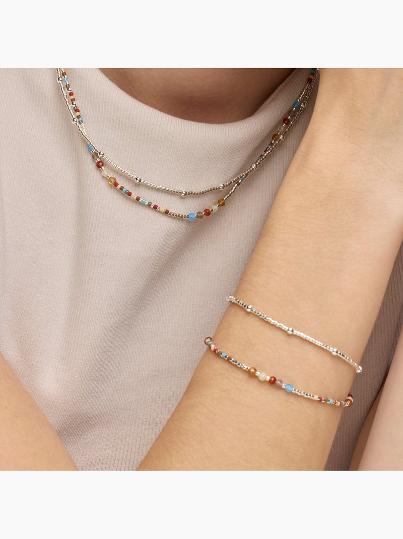 Collier Luxenter en argent sterling 925 et cristal grenat, finition rhodium - Lareth Bleu - Kiabi