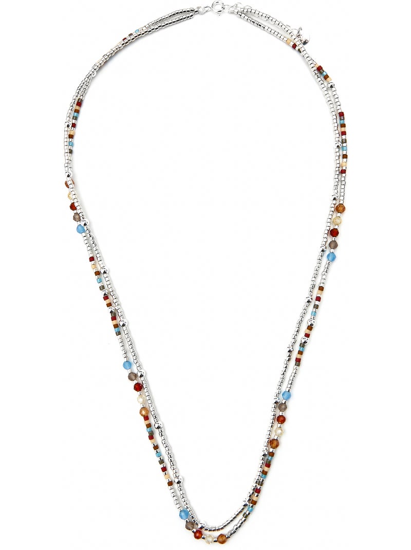 Collier Luxenter en argent sterling 925 et cristal grenat, finition rhodium - Lareth Bleu - Kiabi