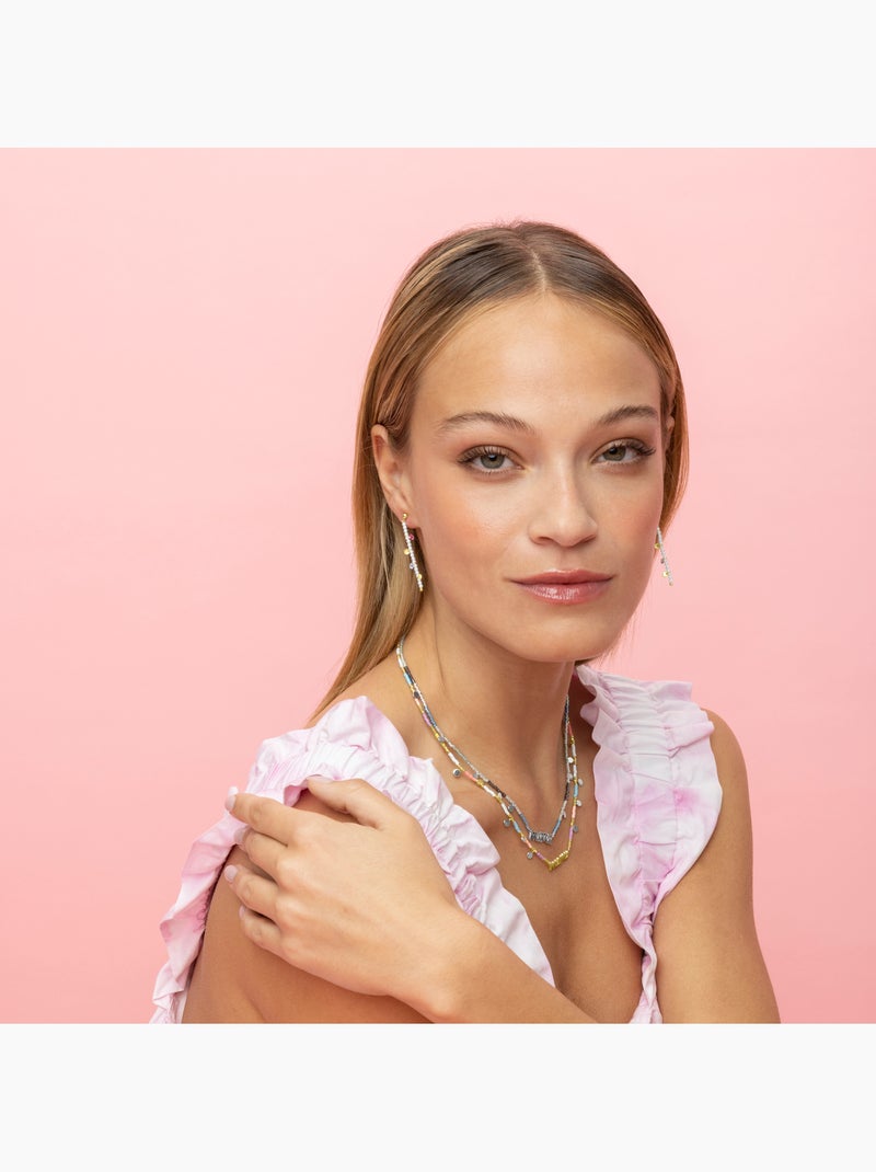 Collier Luxenter en argent sterling 925 et cristal multicolore avec finition et plaqué or 18k - Mama Multicolore - Kiabi