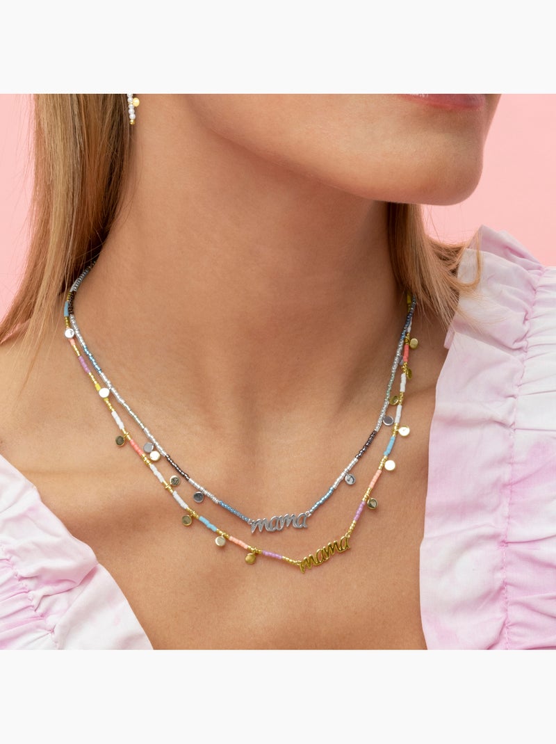 Collier Luxenter en argent sterling 925 et cristal multicolore avec finition et plaqué or 18k - Mama Multicolore - Kiabi