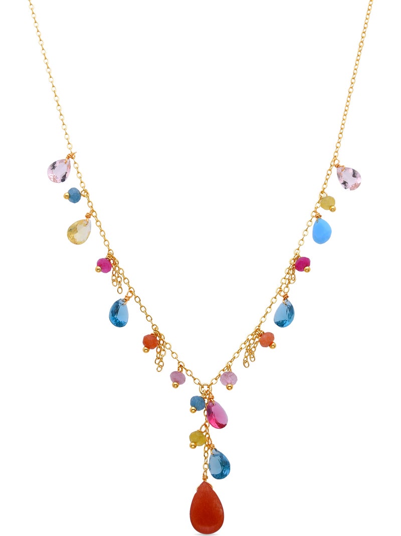 Collier Luxenter en argent sterling 925 et cristal multicolore avec finition et plaqué or 18k-Rioka Multicolore - Kiabi