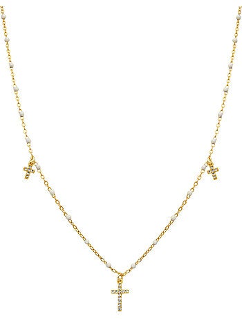 Collier Luxenter en argent sterling 925 et laqué blanc, finition or jaune 18 carats - Haja