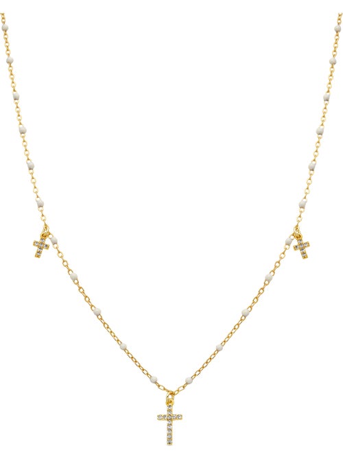 Collier Luxenter en argent sterling 925 et laqué blanc, finition or jaune 18 carats - Haja - Kiabi Collier Luxenter en argent sterling 925 et laqué blanc, finition or jaune 18 carats - Haja - Kiabi