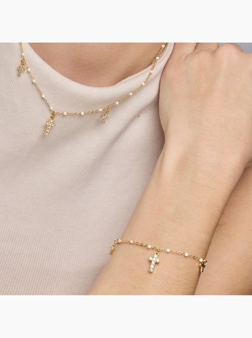 Collier Luxenter en argent sterling 925 et laqué blanc, finition or jaune 18 carats - Haja - Kiabi Collier Luxenter en argent sterling 925 et laqué blanc, finition or jaune 18 carats - Haja - Kiabi