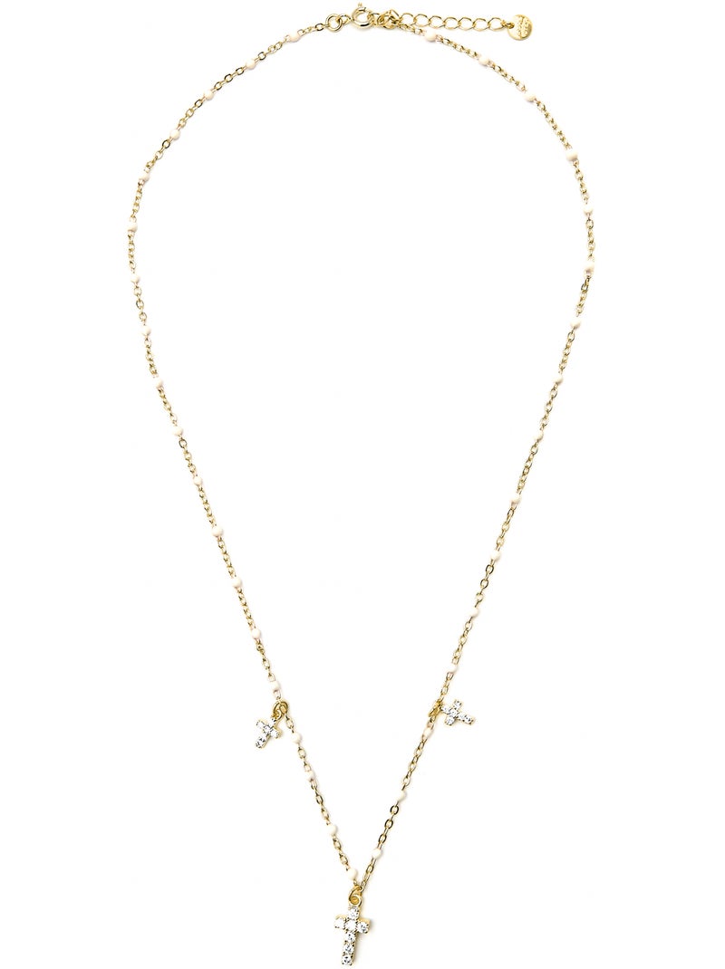 Collier Luxenter en argent sterling 925 et laqué blanc, finition or jaune 18 carats - Haja Argent - Kiabi