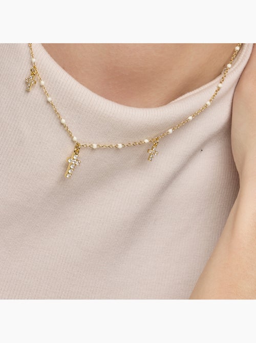Collier Luxenter en argent sterling 925 et laqué blanc, finition or jaune 18 carats - Haja - Kiabi Collier Luxenter en argent sterling 925 et laqué blanc, finition or jaune 18 carats - Haja - Kiabi