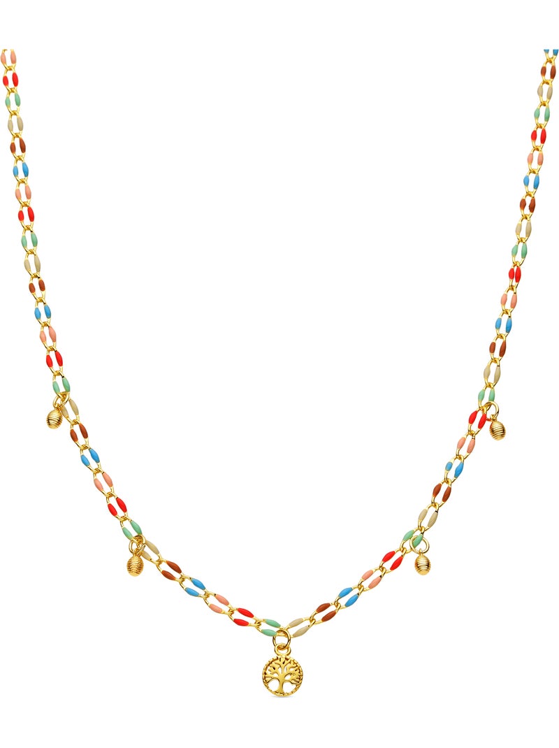 Collier Luxenter en argent sterling 925 et laqué multicolore avec finition or jaune 18 carats -Ximue Multicolore - Kiabi