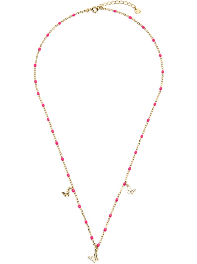 Collier Luxenter en argent sterling 925 et laqué rose avec finition en or jaune 18 carats - Zumre Rose - Kiabi