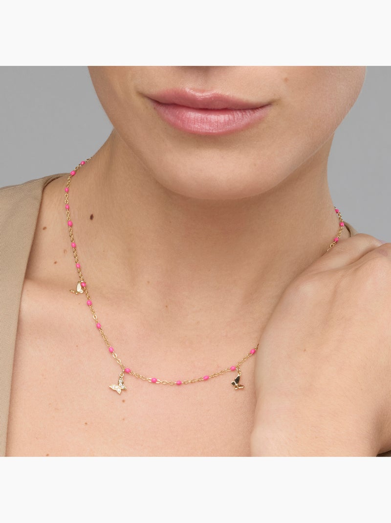 Collier Luxenter en argent sterling 925 et laqué rose avec finition en or jaune 18 carats - Zumre Rose - Kiabi