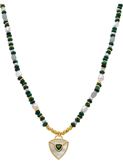 Collier Luxenter en argent sterling 925 et malachite avec finition et plaqué or 18k - Haylma - Kiabi