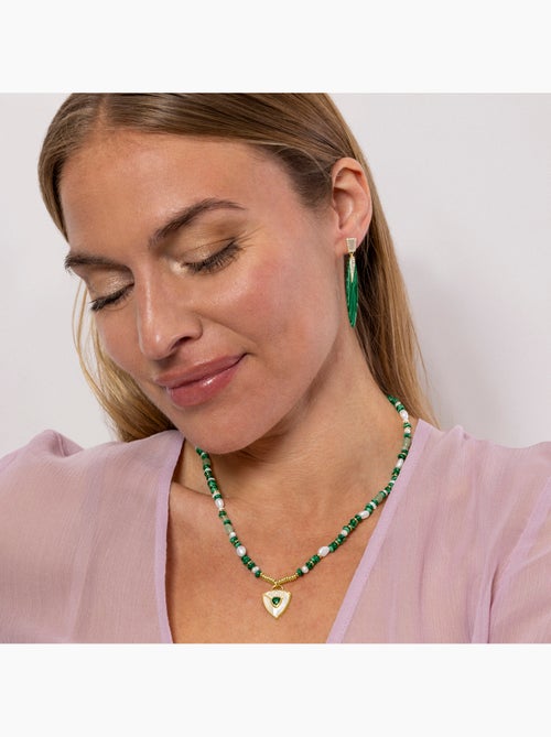 Collier Luxenter en argent sterling 925 et malachite avec finition et plaqué or 18k - Haylma - Kiabi
