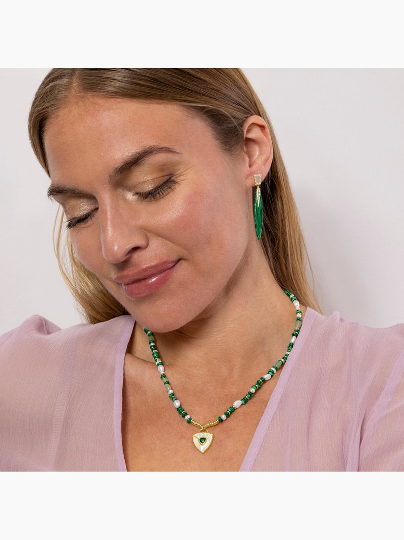 Collier Luxenter en argent sterling 925 et malachite avec finition et plaqué or 18k - Haylma Vert - Kiabi