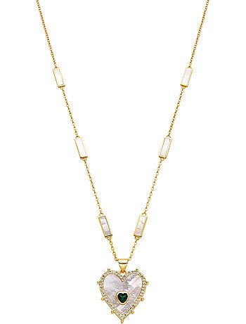 Collier Luxenter en argent sterling 925 et nacre blanche avec finition or 18 carats - Limy