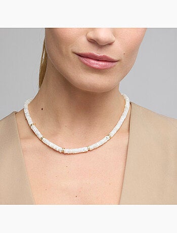 Collier Luxenter en argent sterling 925 et nacre blanche, finition or jaune 18 carats - Landir