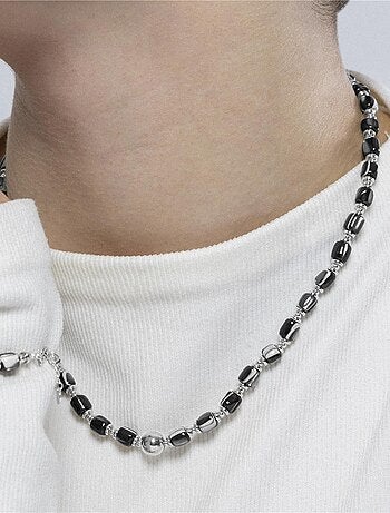 Collier Luxenter en argent sterling 925 et nacre noire avec finition rhodium - Maddul
