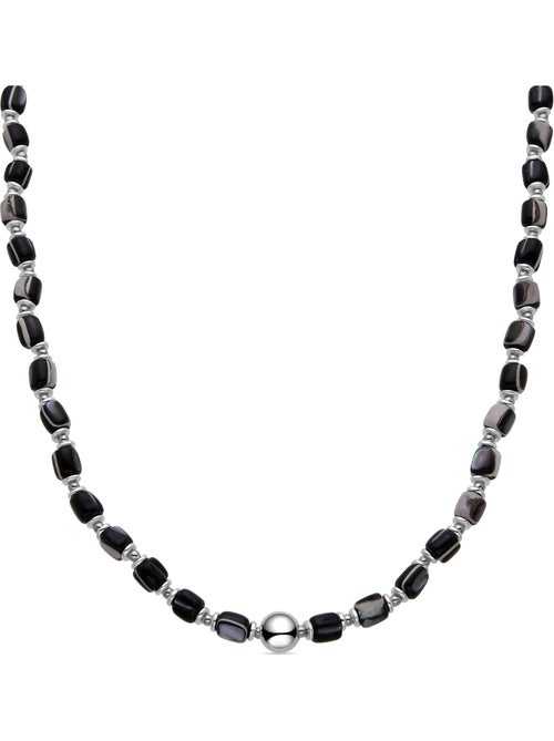 Collier Luxenter en argent sterling 925 et nacre noire avec finition rhodium - Maddul - Kiabi