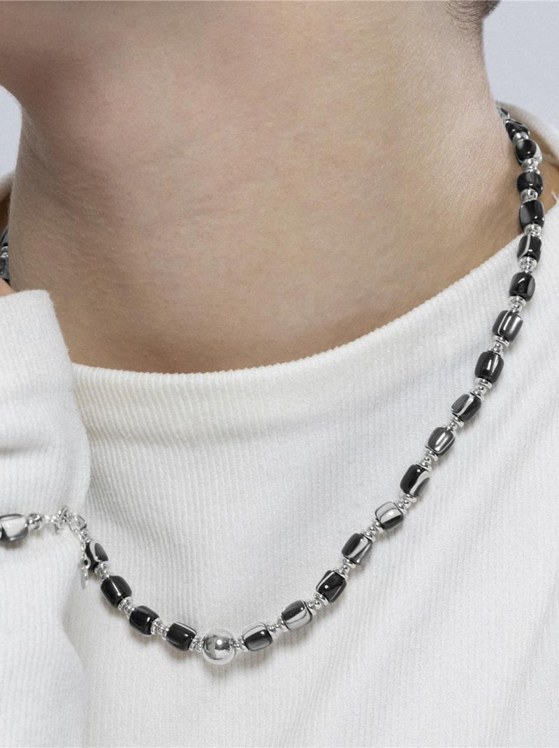 Collier Luxenter en argent sterling 925 et nacre noire avec finition rhodium - Maddul Noir - Kiabi