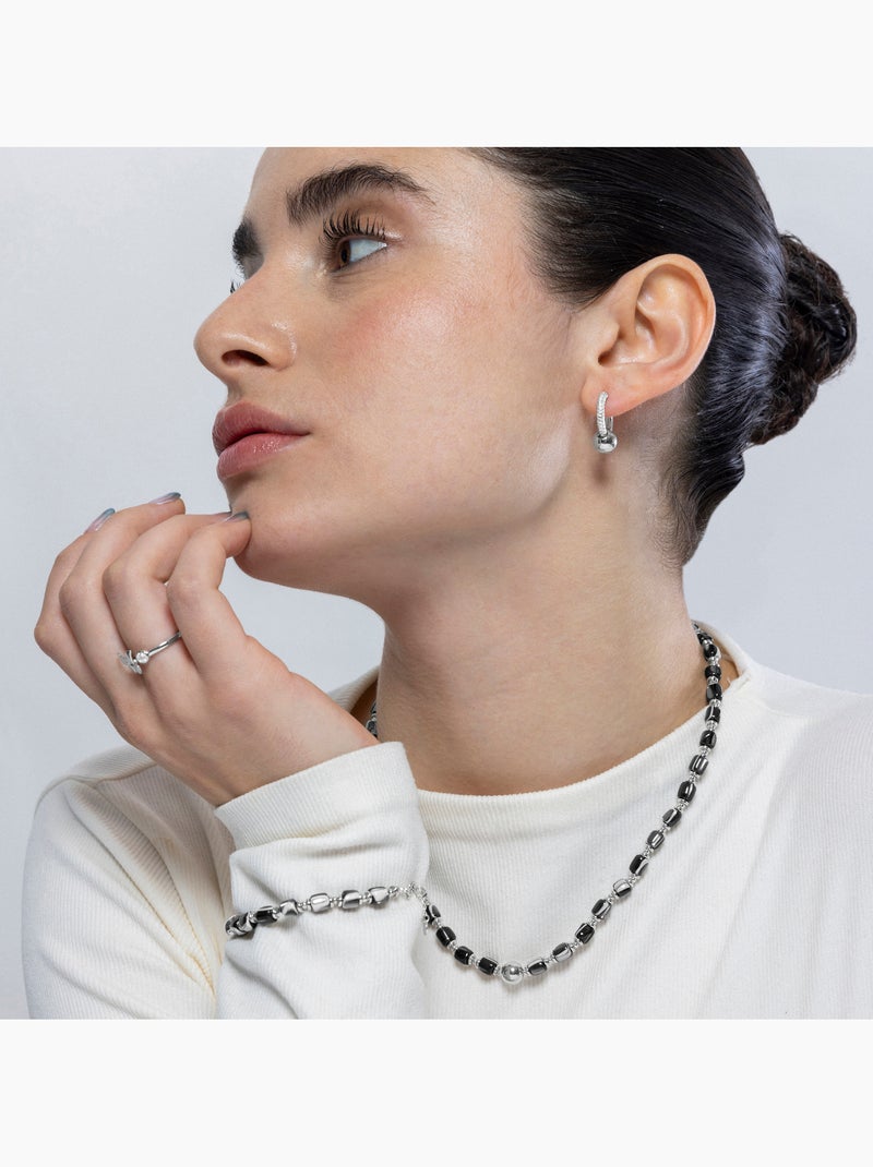 Collier Luxenter en argent sterling 925 et nacre noire avec finition rhodium - Maddul Noir Noir - Kiabi