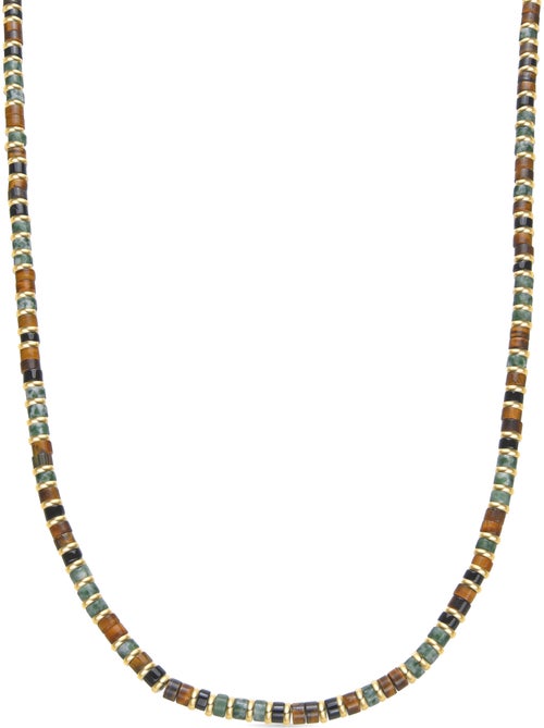 Collier Luxenter en argent sterling 925 et œil-de-tigre, finition or 18 carats - Ryhu - Kiabi