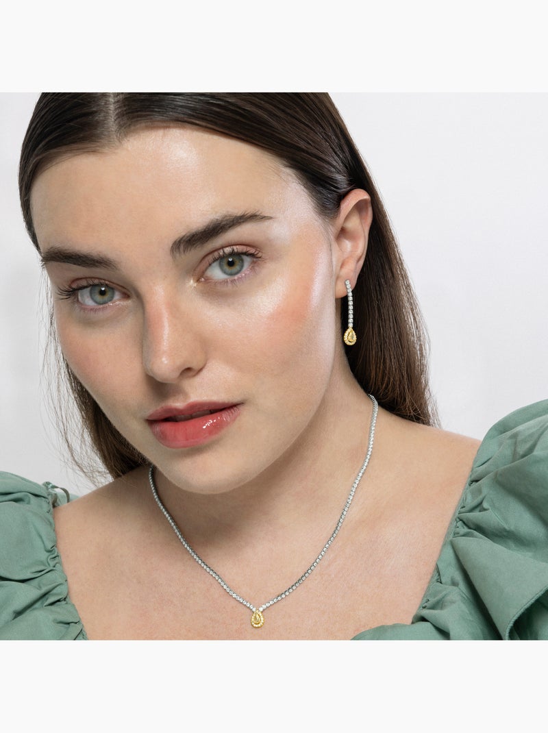 Collier Luxenter en argent sterling 925 et padparadscha avec finition en rhodium - Lied Jaune - Kiabi