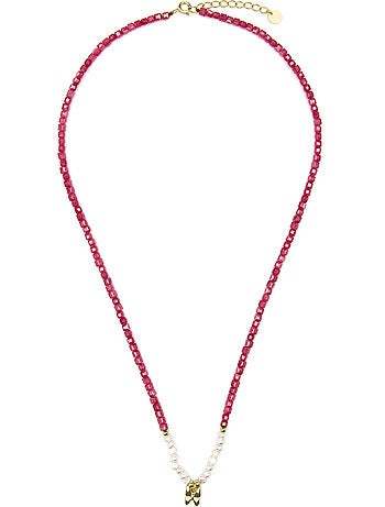 Collier Luxenter en argent sterling 925 et perle blanche avec finition or jaune 18 carats - Gama