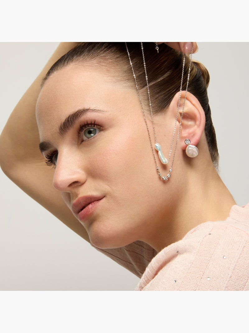 Collier Luxenter en argent sterling 925 et perle blanche avec finition rhodium - Danysda Blanc - Kiabi