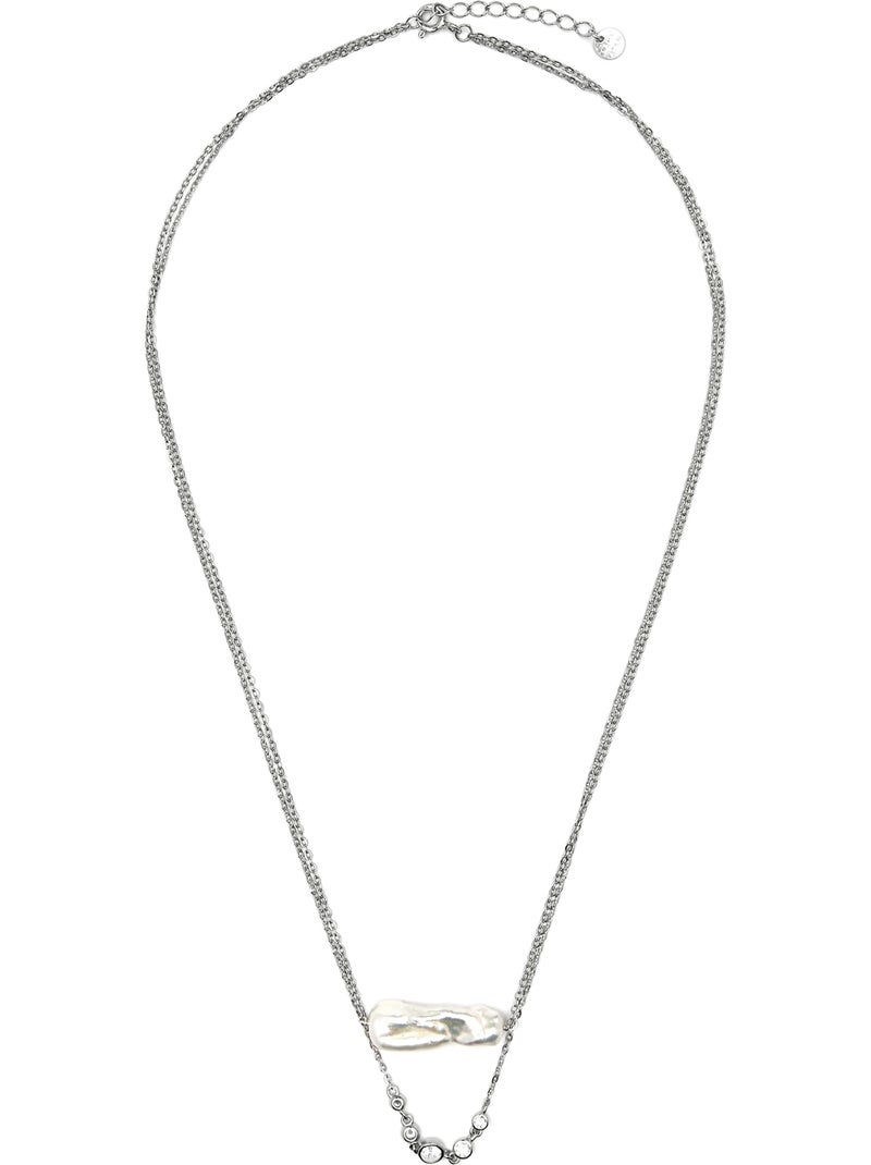 Collier Luxenter en argent sterling 925 et perle blanche avec finition rhodium - Danysda Blanc - Kiabi