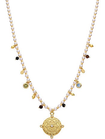 Collier Luxenter en argent sterling 925 et perle blanche, finition or 18 carats - Thydo