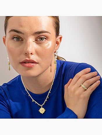Collier Luxenter en argent sterling 925 et perle blanche, finition or 18 carats - Thydo
