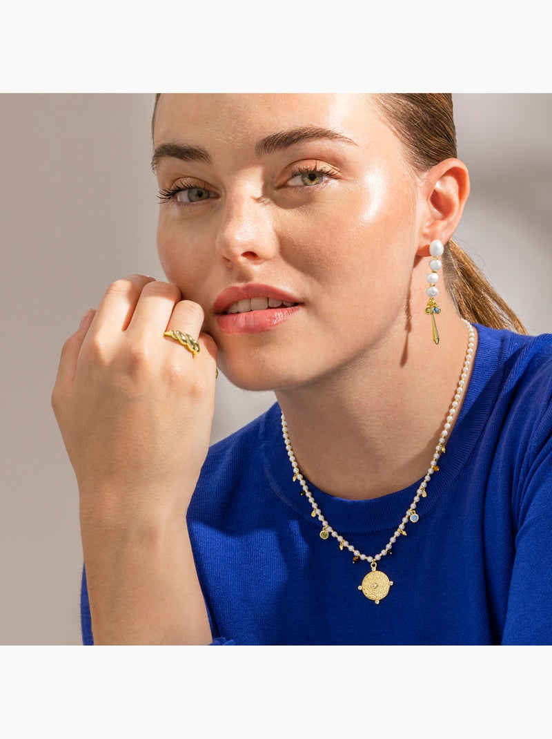 Collier Luxenter en argent sterling 925 et perle blanche, finition or 18 carats - Thydo Argent - Kiabi