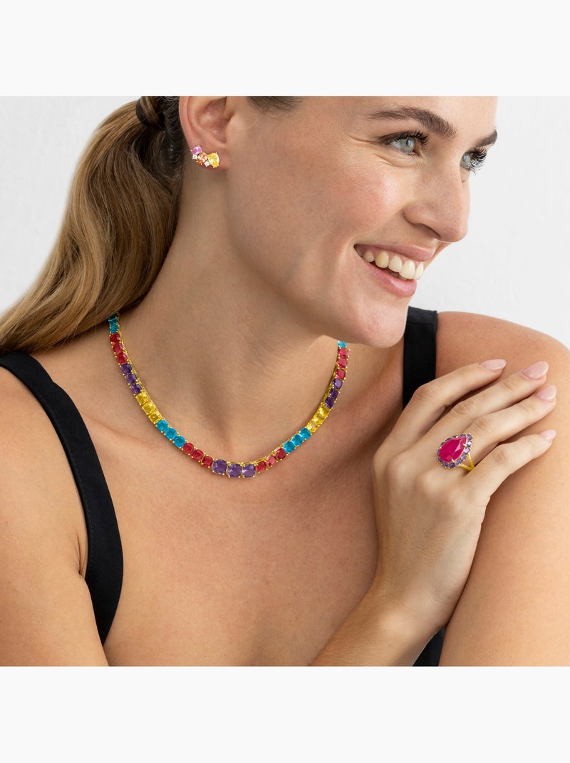 Collier Luxenter en argent sterling 925 et quartz hydrothermal  finition et plaqué or 18k-Thorka Multicolore - Kiabi