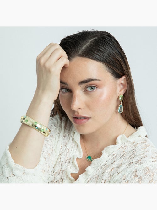 Collier Luxenter en argent sterling 925 et quartz hydrothermal  Paraiba, finition or jaune 18k-Kioly - Kiabi