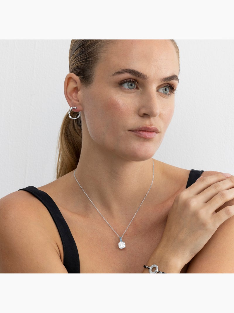 Collier Luxenter en argent sterling 925 et zircone aquamarine avec finition rhodium - Xephass Bleu - Kiabi