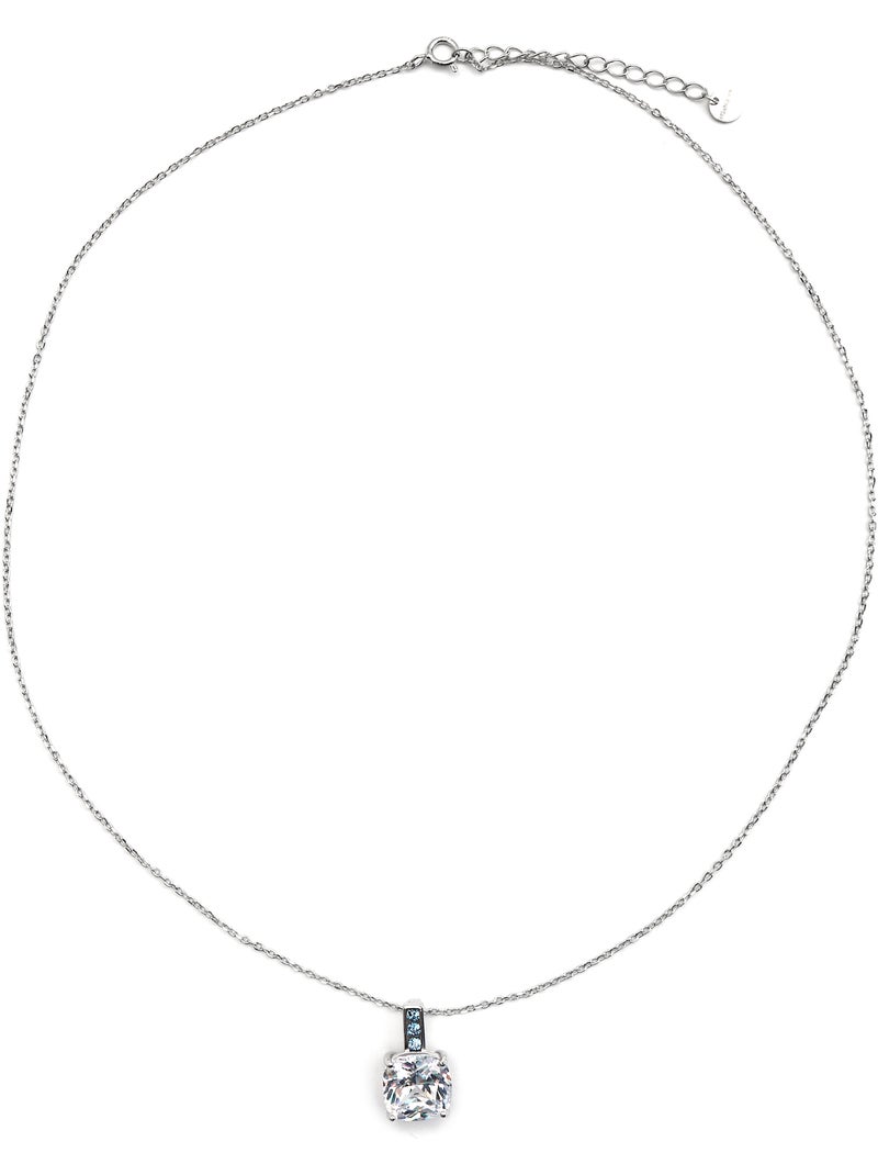 Collier Luxenter en argent sterling 925 et zircone aquamarine avec finition rhodium - Xephass Bleu - Kiabi
