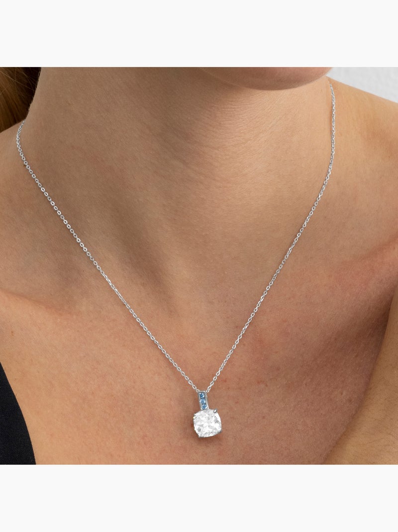 Collier Luxenter en argent sterling 925 et zircone aquamarine avec finition rhodium - Xephass Bleu - Kiabi