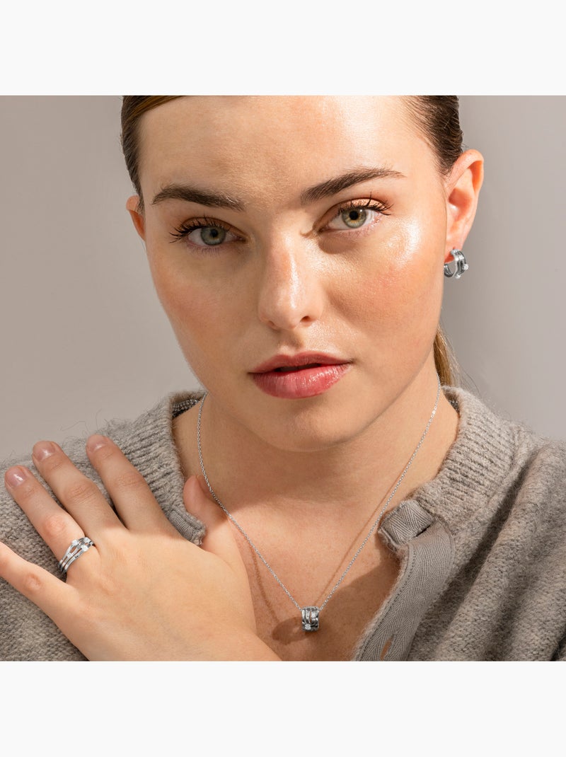 Collier Luxenter en argent sterling 925 et zircone brillante avec finition en rhodium - Duvid Argent - Kiabi