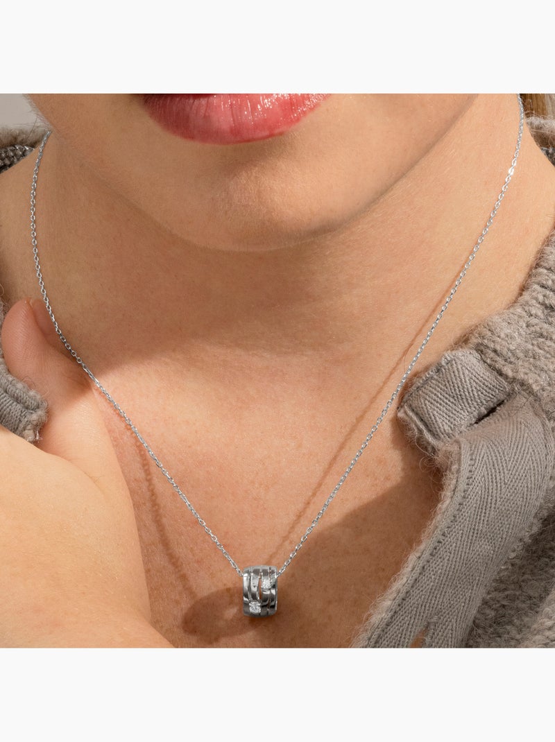 Collier Luxenter en argent sterling 925 et zircone brillante avec finition en rhodium - Duvid Argent - Kiabi