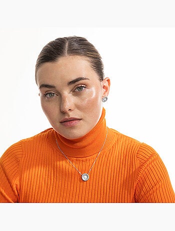Collier Luxenter en argent sterling 925 et zircone brillante avec finition en rhodium - Olie