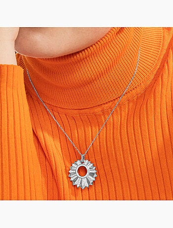 Collier Luxenter en argent sterling 925 et zircone brillante avec finition en rhodium - Saneda
