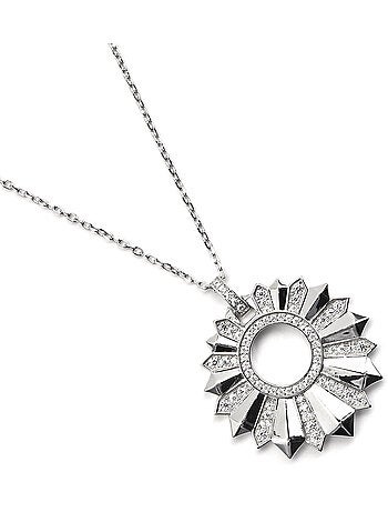 Collier Luxenter en argent sterling 925 et zircone brillante avec finition en rhodium - Saneda