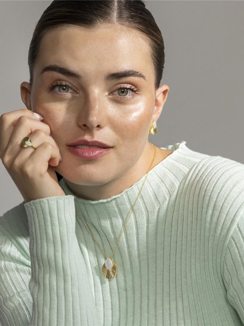 Collier Luxenter en argent sterling 925 et zircone brillante  finition et plaqué or 18k - Drakfar Blanc - Kiabi