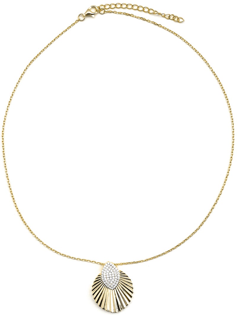 Collier Luxenter en argent sterling 925 et zircone brillante  finition et plaqué or 18k - Drakfar Blanc - Kiabi